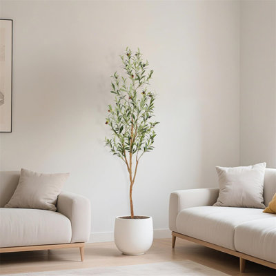 5ft Faux Olive Tree, Artificial with Realistic Leaves & Fruits