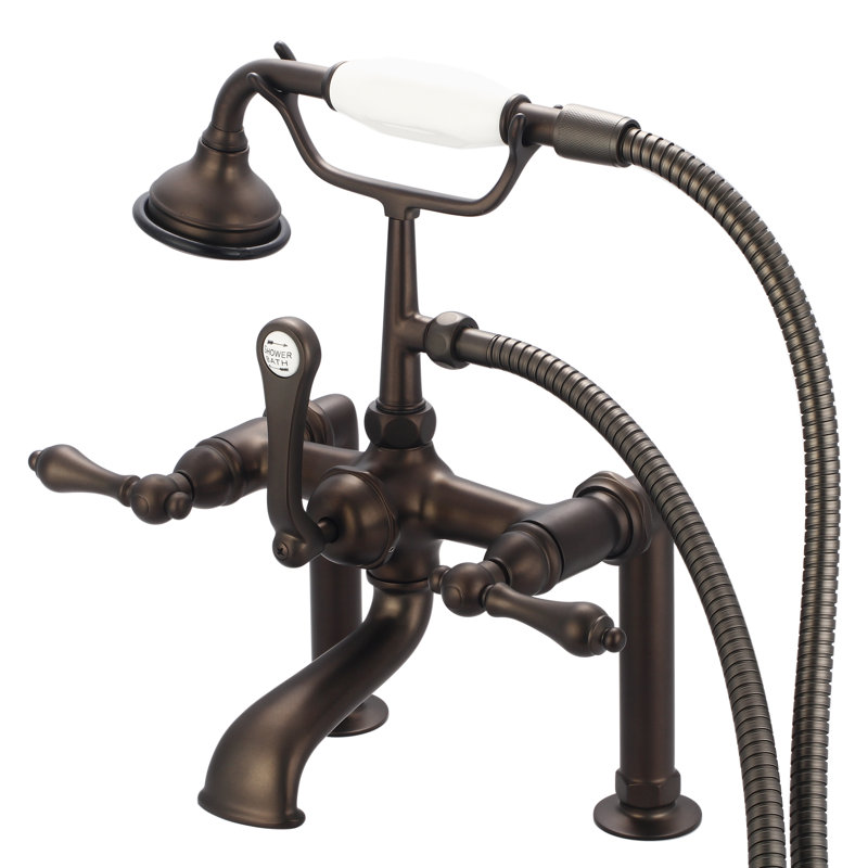 Stonington Deck Tub Spout, Lever Handles, Oil Rubbed Bronze