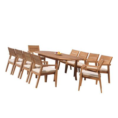 Vellore Outdoor 11 - Piece Teak Dining Set
