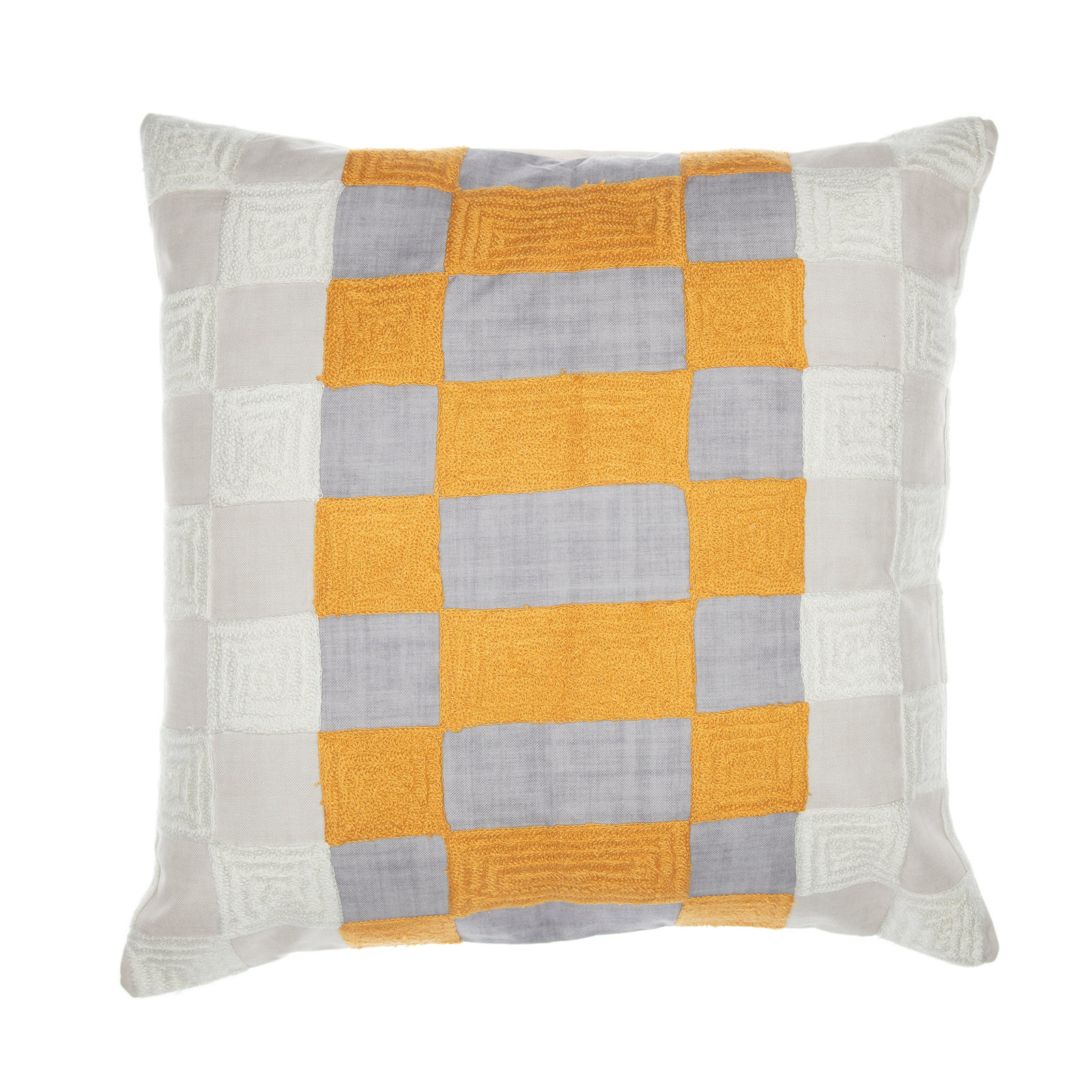 Textured Throw Pillow, Yellow/Gray/Ivory, Polyester/Polyfill