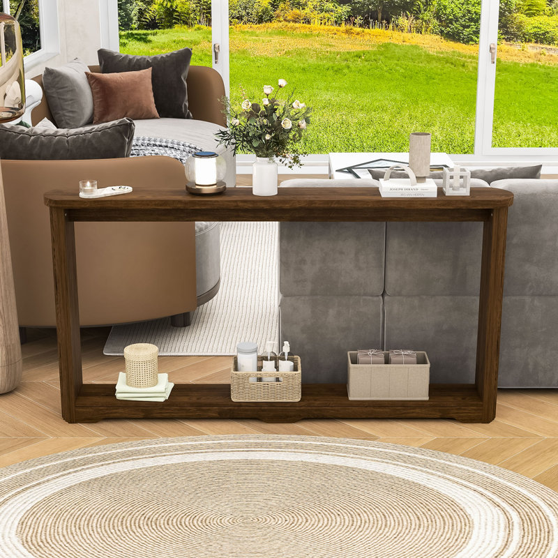 Stylish Multifunctional Sofa Table –Sturdy Construction, Walnut