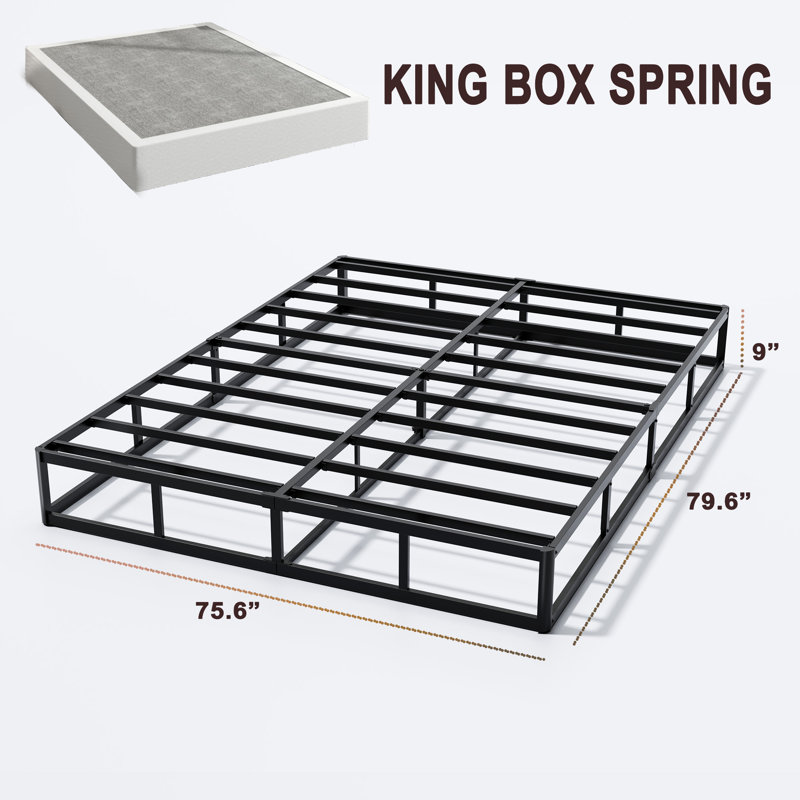 9 Inch High Profile Box Spring Only with Fabric Cover Mattress Foundation Easy Assembly, King