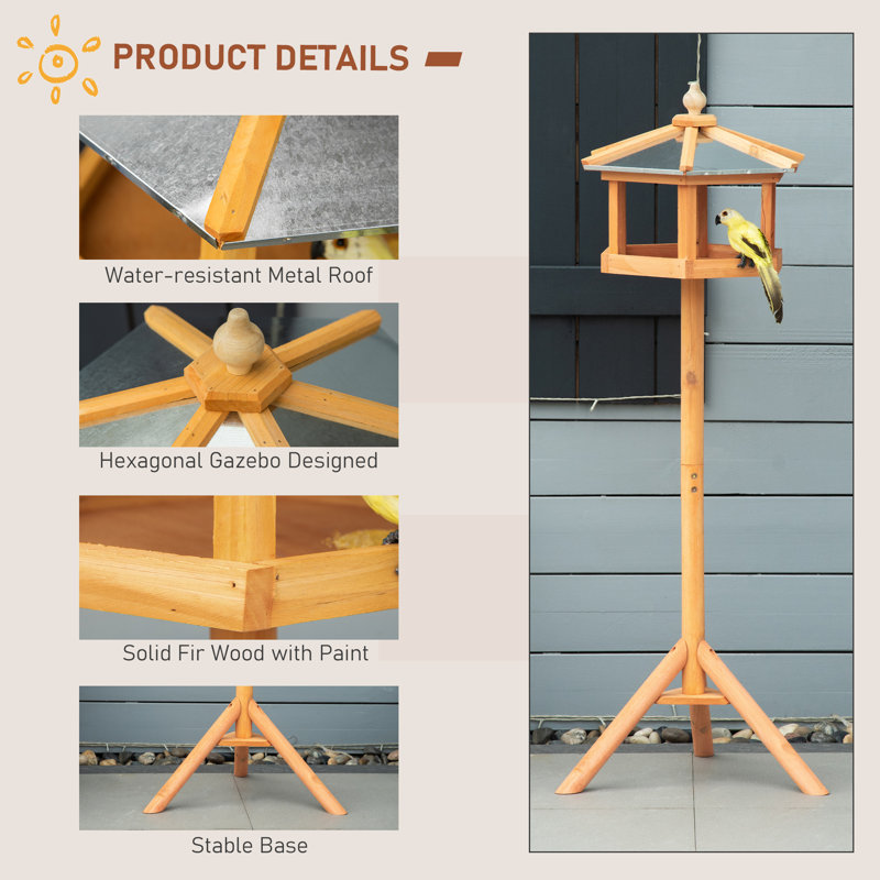 Wood Freestanding Gazebo Bird Feeder