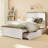  Twin Size Solid Wood Platform Bed with 4 Storage Drawers, for Kids, Teens, White/Brown-2082655286-2082655241