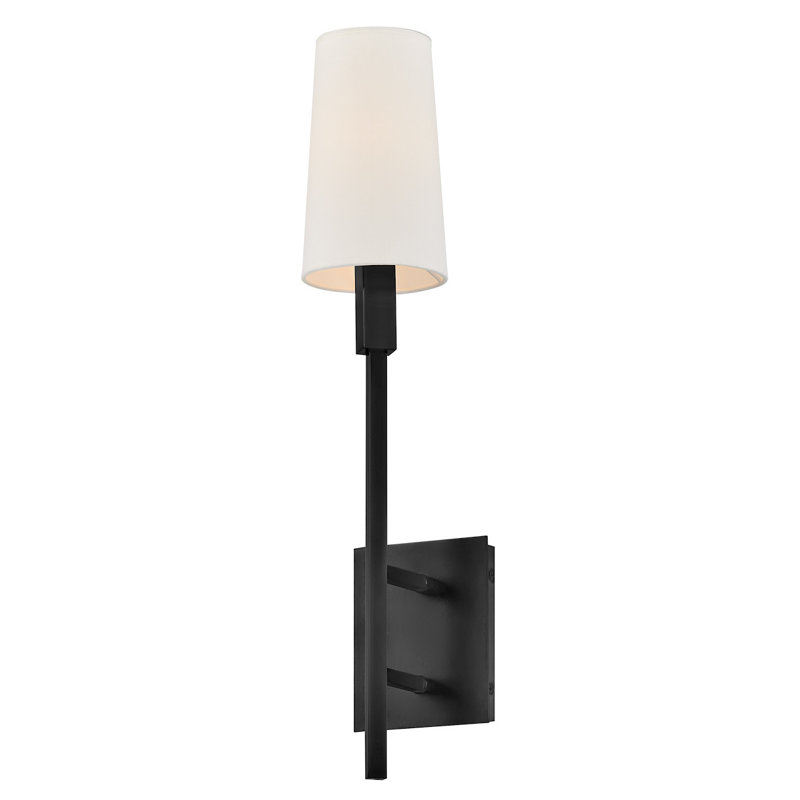 Fenwick Single Light Wall Sconce w/ Natural Paper Shade, Black