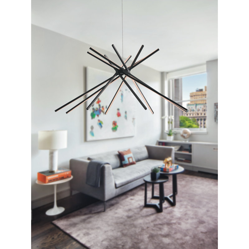 Hauer 8 - Light LED Unique/Statement Pendant, Black