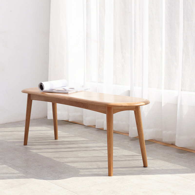 Natural Oak Wood Bench, 16.14" H x 39.37" W x 11.81" D