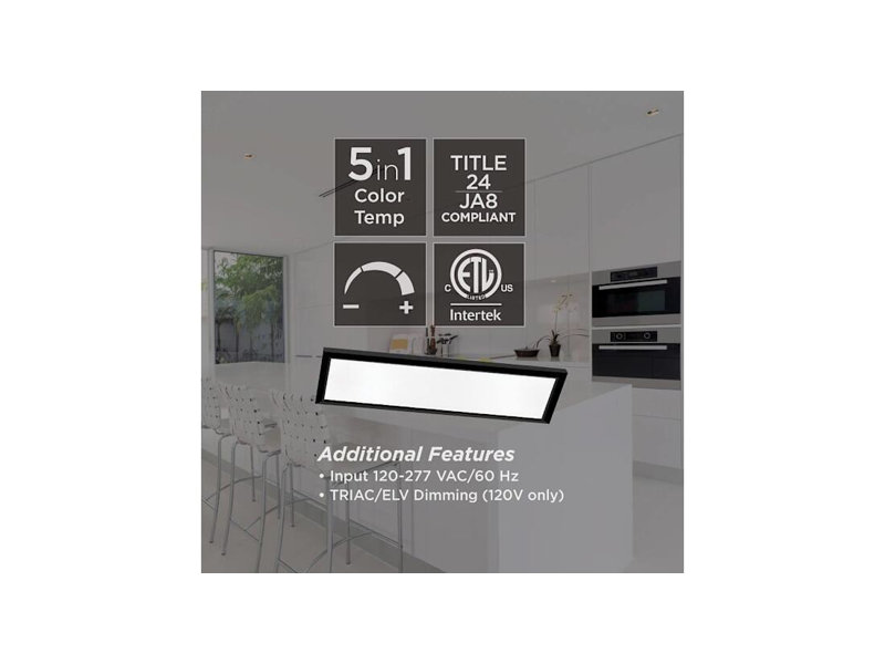 88CF2CB7AB084D1E8515D20A315D6B1E Panneau plat DEL Lugano 61 x 30,5 cm (24 x 12 pouces), 1870 lm, 3 circuits, 120-277 V, 25 W, noir