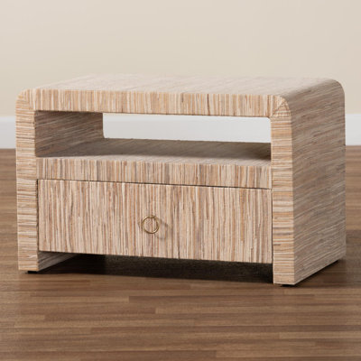 Bali & Pari Hannah Bohemian Woven Grasscloth 1-Drawer Nightstand by Bayou Breeze