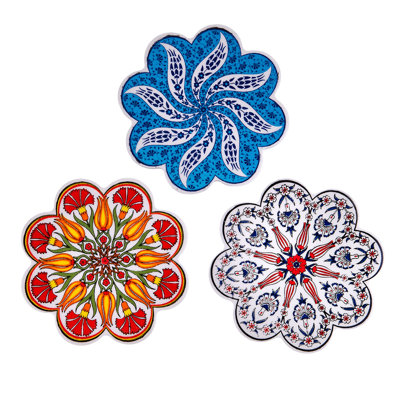Vintage Ceramic Tile Coaster Set