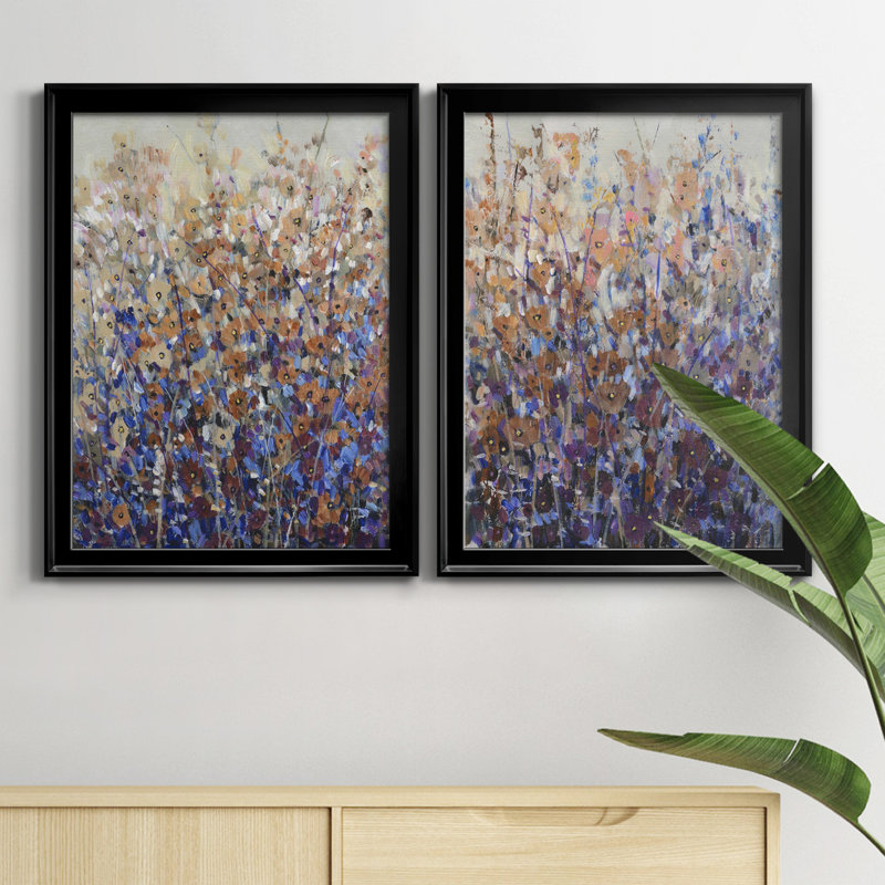Fall Wildflowers I - Ensemble de 2 peintures sur toile encadrées, Noir, H 24,5 po x l 18,5 po x P 1 po