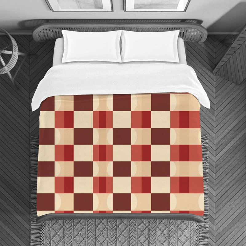 Housse de couette , Housse de couette pour grand lit, Rouge / Beige
