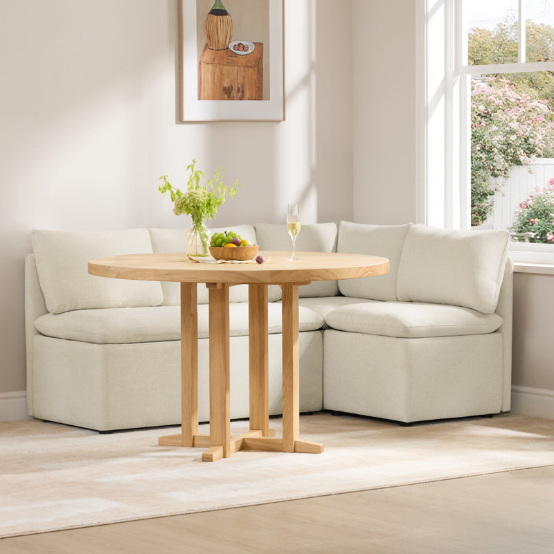 Upholstered Corner Dining Banquette with Storage, Linen