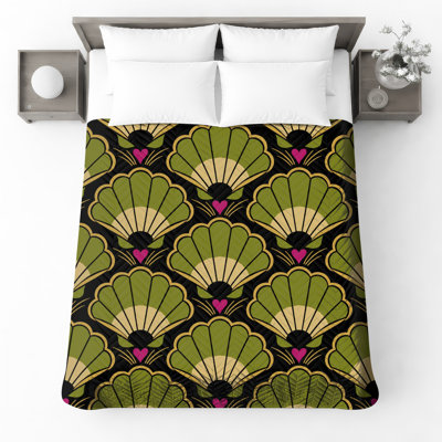 Couvre-lit matelassé vert Art Deco