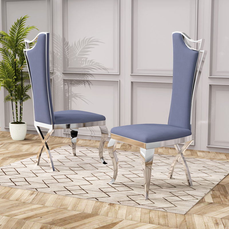 Chaise d'appoint rembourrée Kovanes, Gris, Argent argent