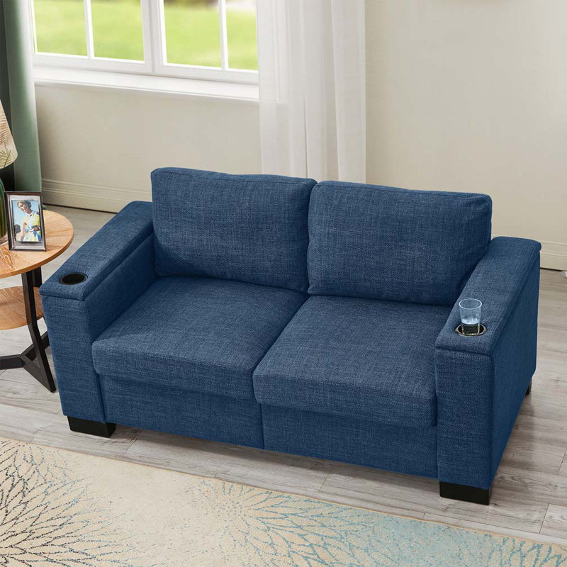Canapé de salon 93,7 po, Bleu, H 34,6 po x l 93,7 po x P 32,3 po