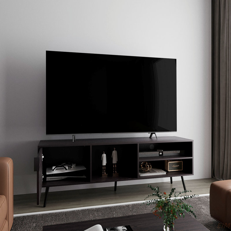 Meuble télé, 1 porte, 3 tablettes (meuble télé), Noir