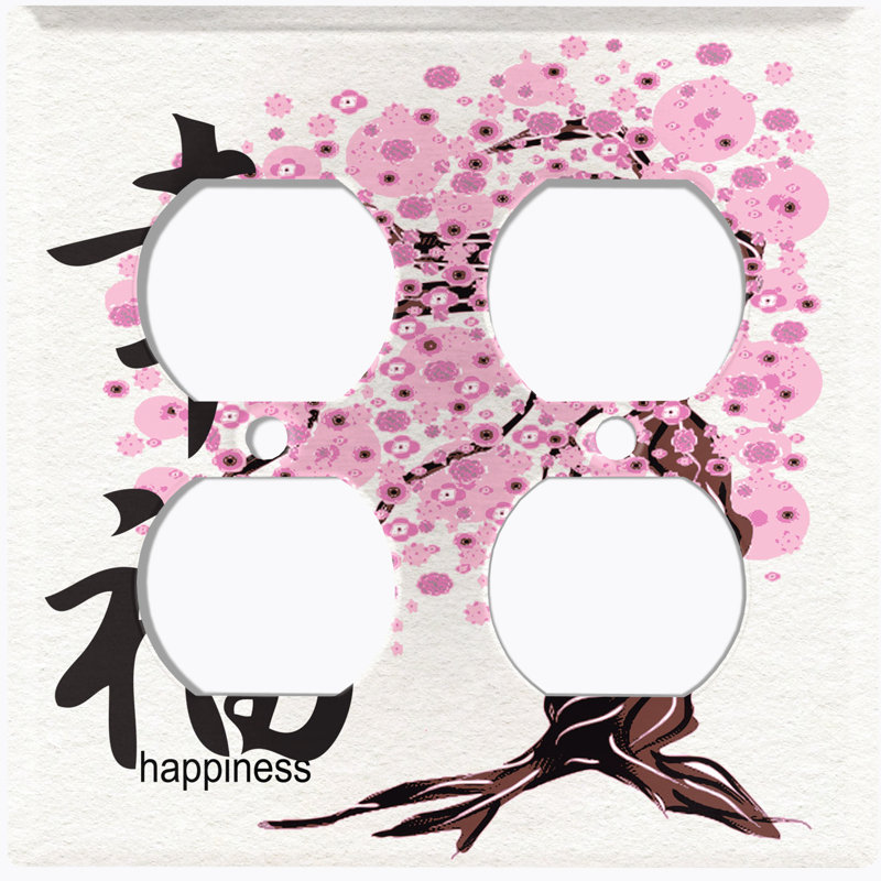 Sakura japonaise, peinture murale arbre à fleurs rose