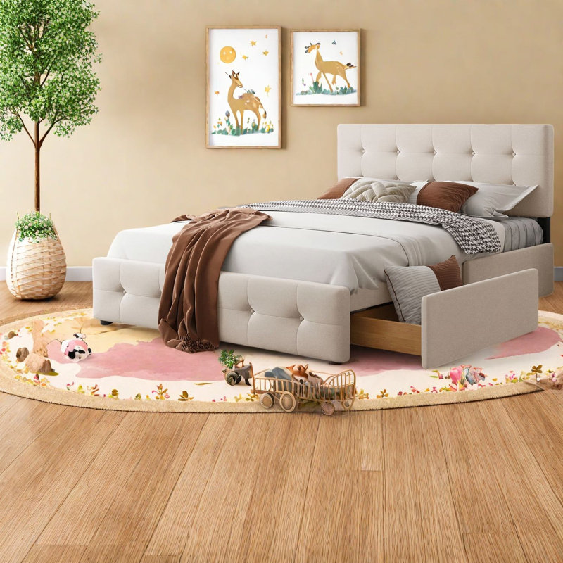 Lits rembourrés peu encombrants avec rangement, fabrication en MDF, style moderne pour la maison