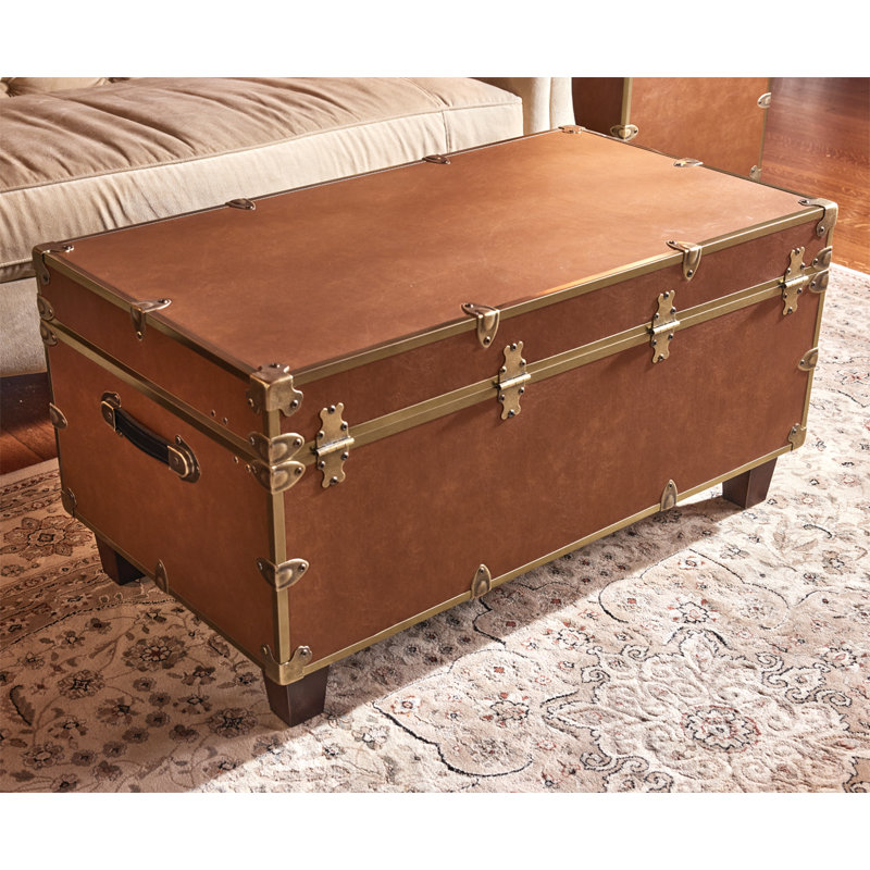 RHINO LUXURY FAUX LEATHER END OF BED TRUNK - BUNN FEET, Cognac