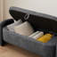 Banc de rangement ovale en tissu molletonné oval avec grand espace de rangement pour le salon, le vestibule et la chambre à coucher, gris foncé