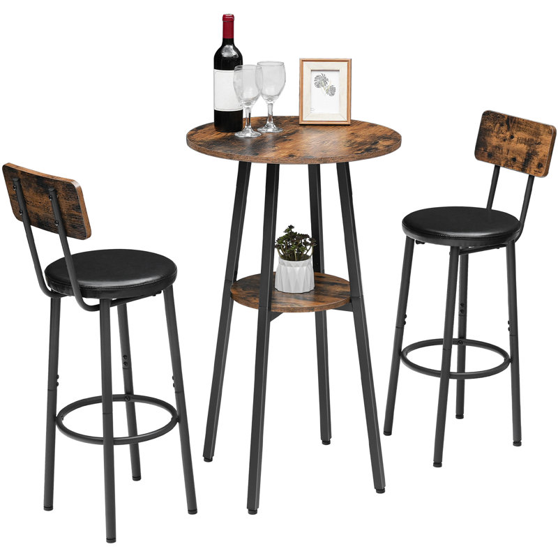 2-Tier Round Bar Table with Storage