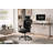 Black high-back office chair with a gaming-inspired design, featuring a sturdy 500 lb weight capacity, fully breathable mesh, multiple adjustable settings, and 2D flip-up armrests.