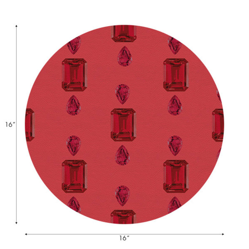 Vegan Leather Round Placemats, Rubys, Crimson