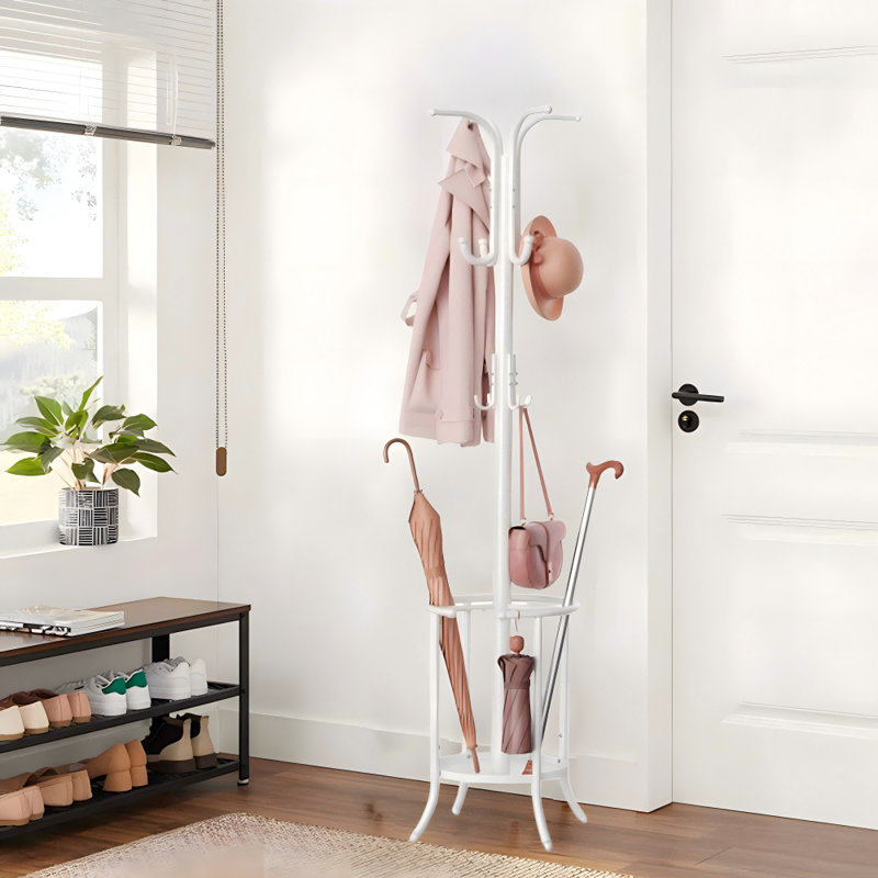 Portemanteau autoportant, portemanteau avec porte-parapluie, Blanc