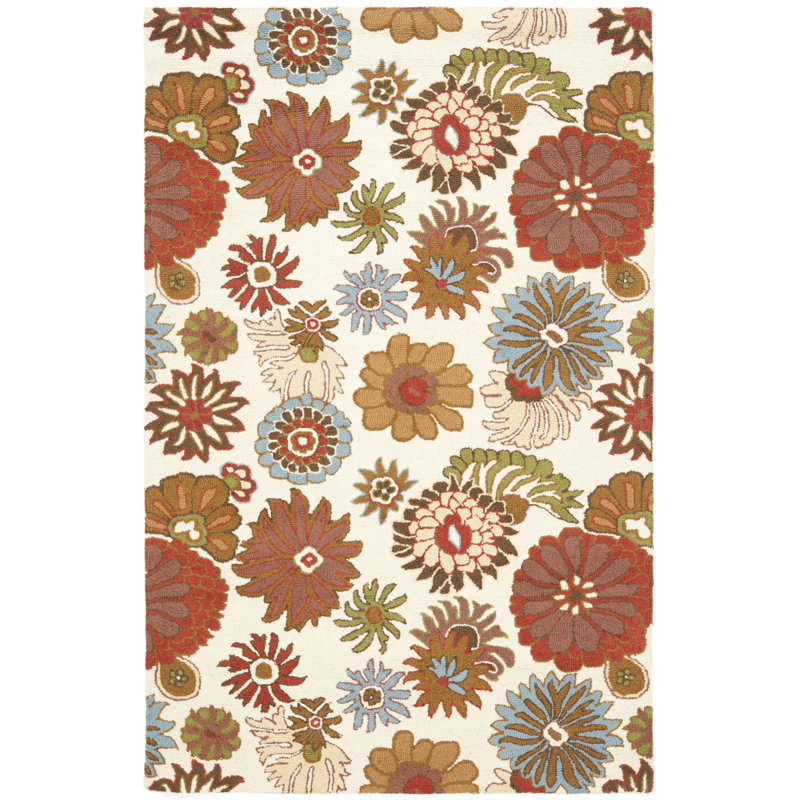Ross Hand Hooked Wool Floral Rug, Rectangle 3' x 5'