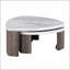 Ensemble de table triangulaire 3 pièces de style contemporain avec motif en marbre, conception peu encombrante pour le salon principal