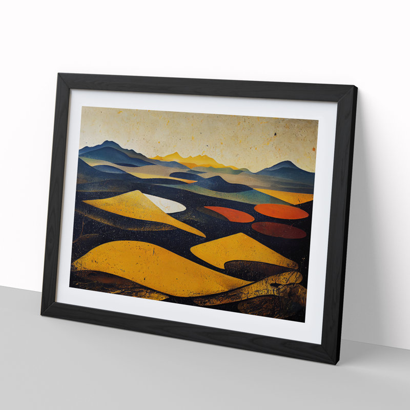 Hopeful Mountain Abstract 1 Piece Single Picture Frame Wall Art, 34cm H x 46cm W x 2cm D, Black
