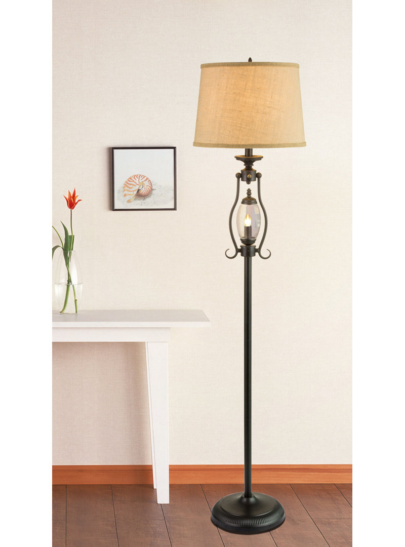 Novotny 61'' Black Candelabra Floor Lamp Fleur De Lis Living