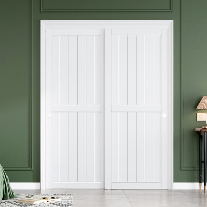 Portes de placard coulissantes blanches 80 "avec trousse de quincaillerie d'installation, 60" x 80"