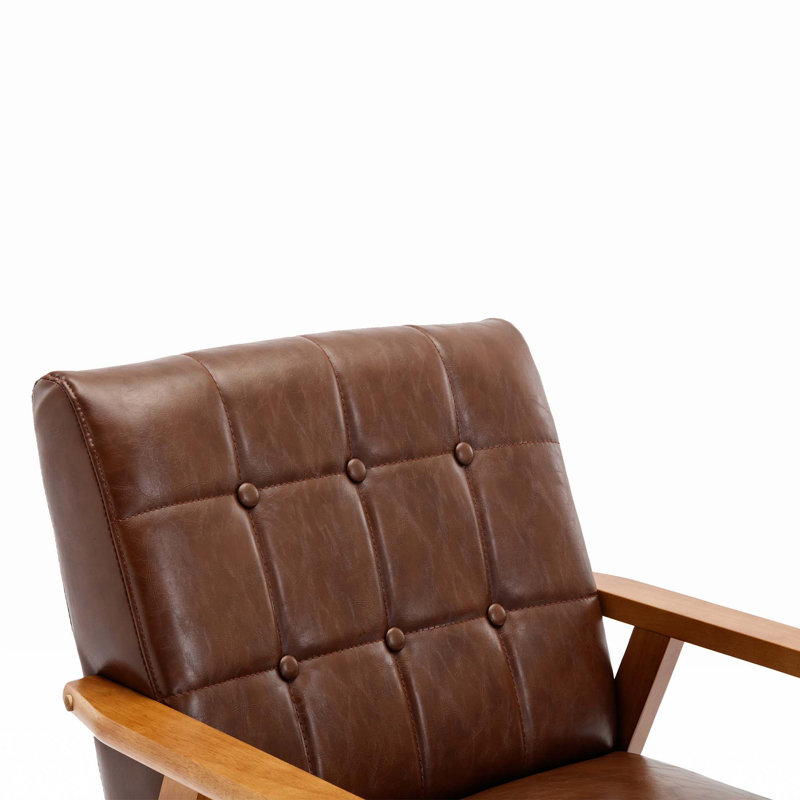 Fauteuil Krysteen de 25,39 po de largeur, Similicuir brun