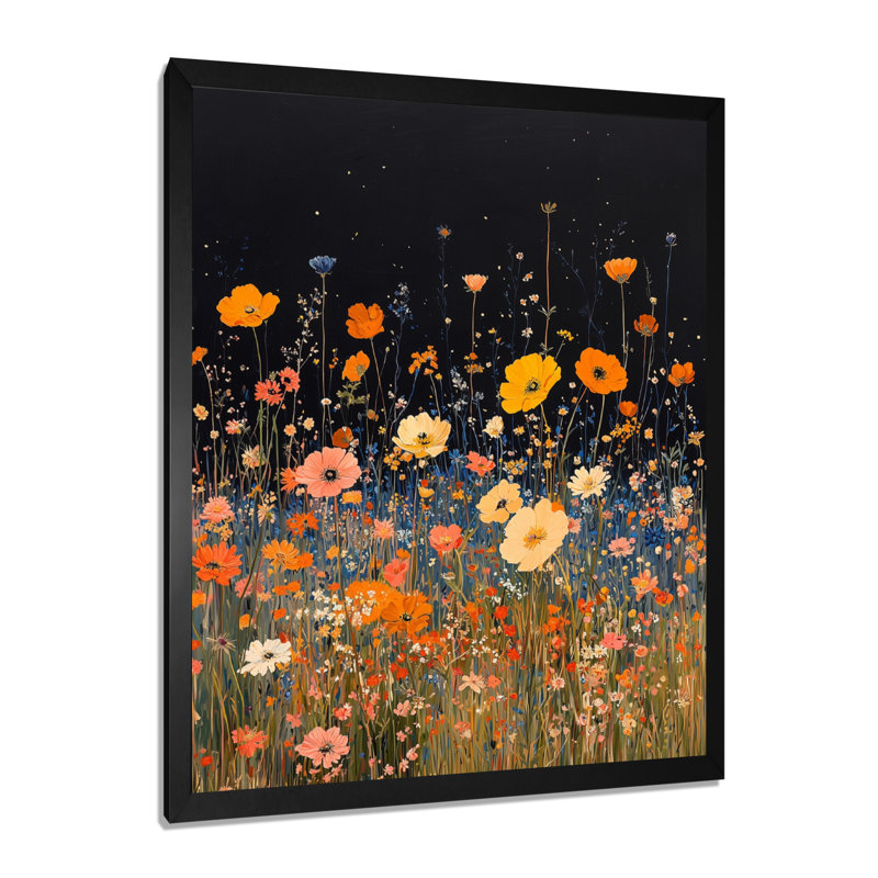 Moroney - décoration murale florale, Noir, H 20 po x l 12 po, Reproduction encadrée sans passe-partout