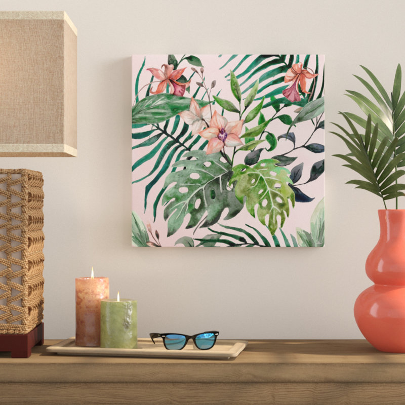 « feuillage sauvage », reproduction de peinture à l’aquarelle sur toile, H 12 po x l 12 po x P 1,5 po