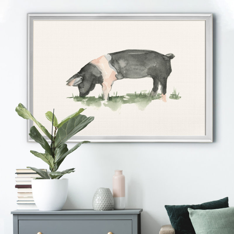 «Grazing Farm Animal IV», impression sur toile encadrée, H 26,5 po x l 36,5 po x P 1,5 po, Argent