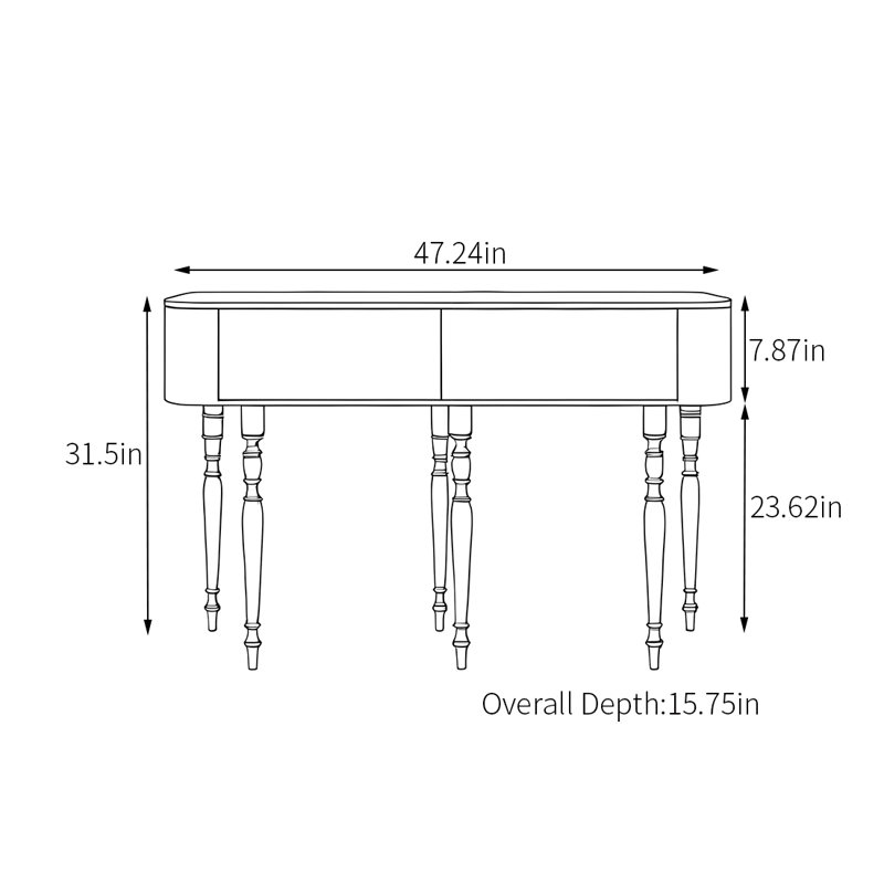 Console moderne avec tiroirs en bois, H 31,5 po x l 47,24 po x P 15,75 po