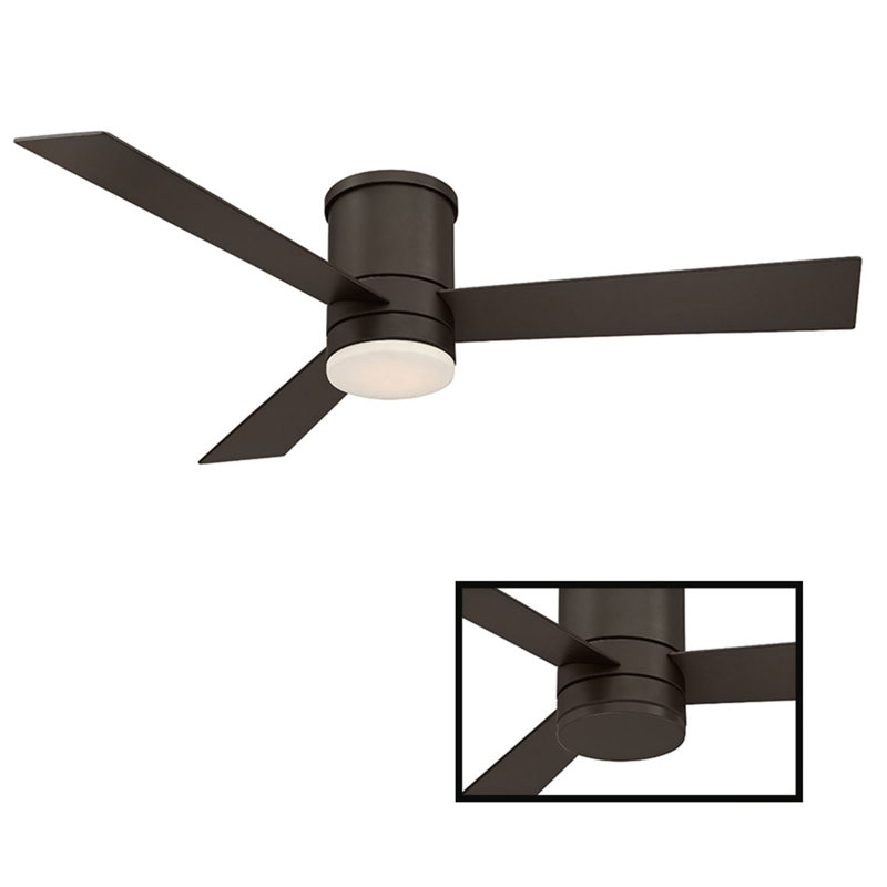 52" Bronze Smart Flush Mount Ceiling Fan with LED Light and Remote