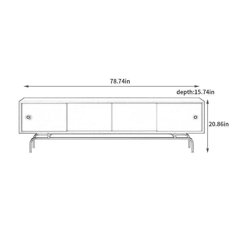 Meuble télé simple en bois massif, 78.74"