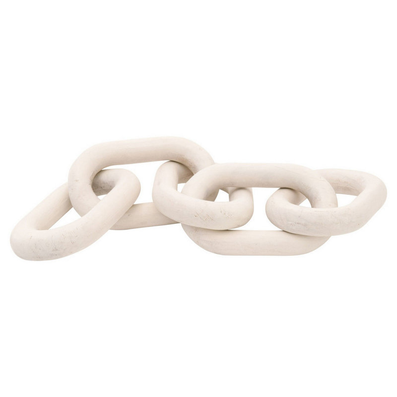 Guthki Kai Reclaimed Wood Chain Links Sculpture, Washed White