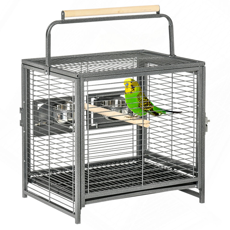 Porte-perroquet de 19 po avec poignée en bois pour perruches, Conures, noir PawHut