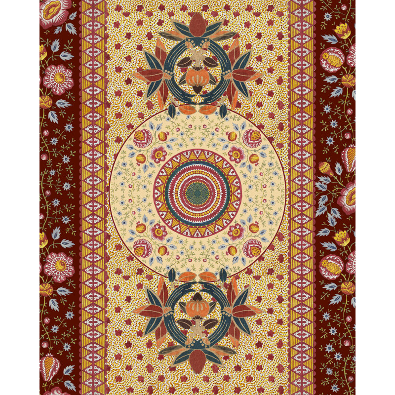 Tyrol Apres-Ski Home Floral Wallpaper Roll, Blue/Burgundy/Red/Taupe