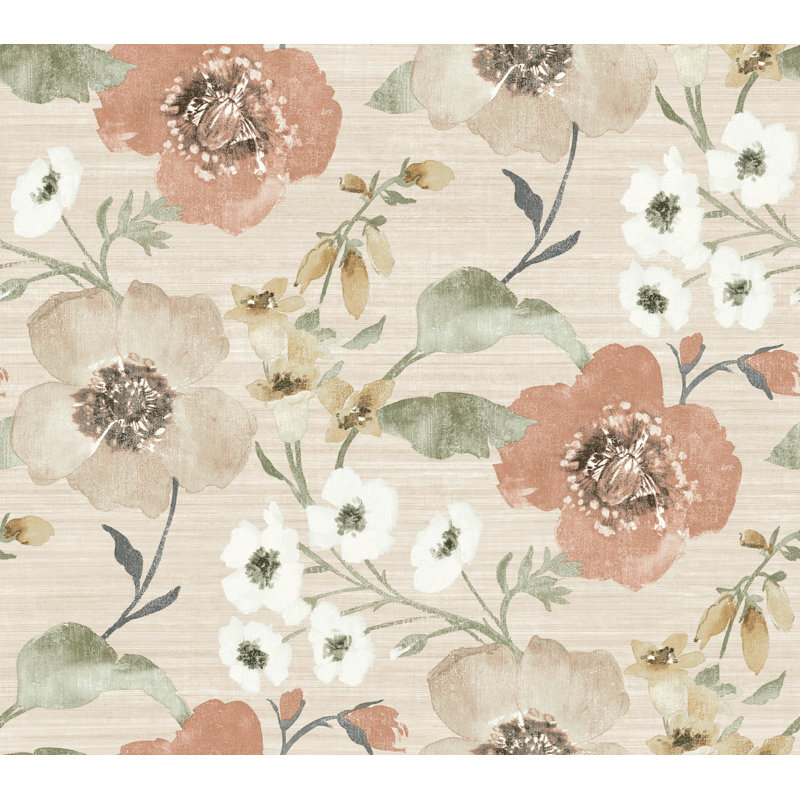 Papier peint floral Evelyn, Orange
