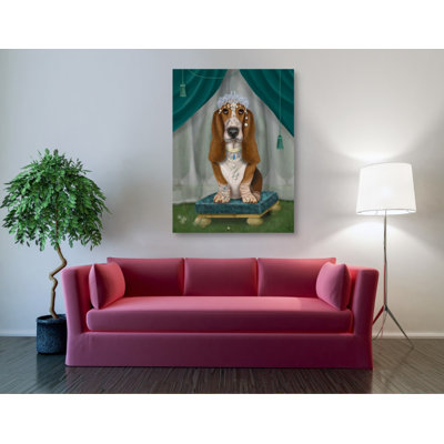 'Basset Hound and Tiara' by Fab Funky, Canvas Wall Art