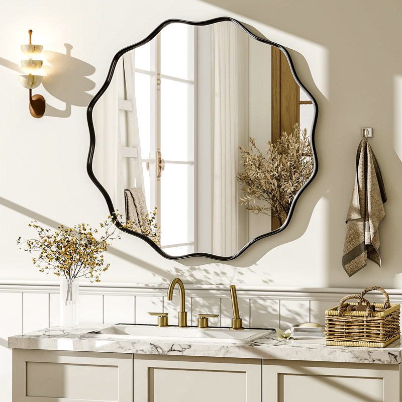 Miroir de salle de bain, Noir, 30 po x 30 po