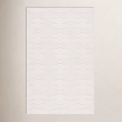 Tapis ivoire en laine / coton touffeté à la main Elphia