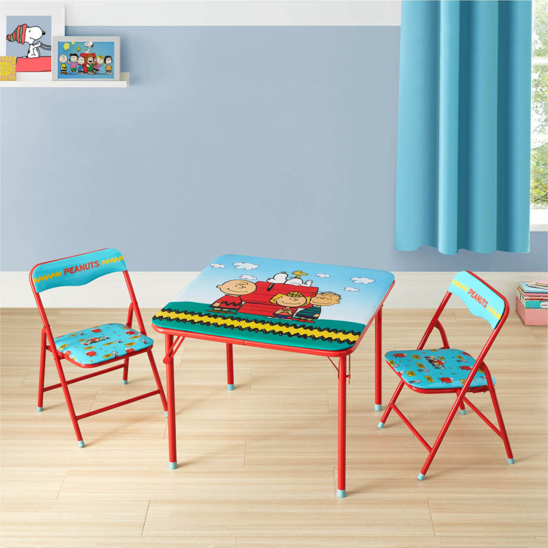 Ensemble de 3 tables carrées pour enfants et 2 chaises pliantes Peanuts, 3 ans et plus