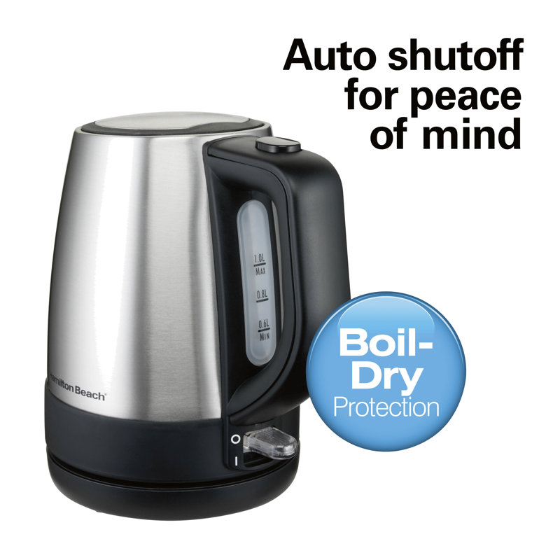 1.1 qt Stainless Steel Electric Kettle with Concealed Heating Element